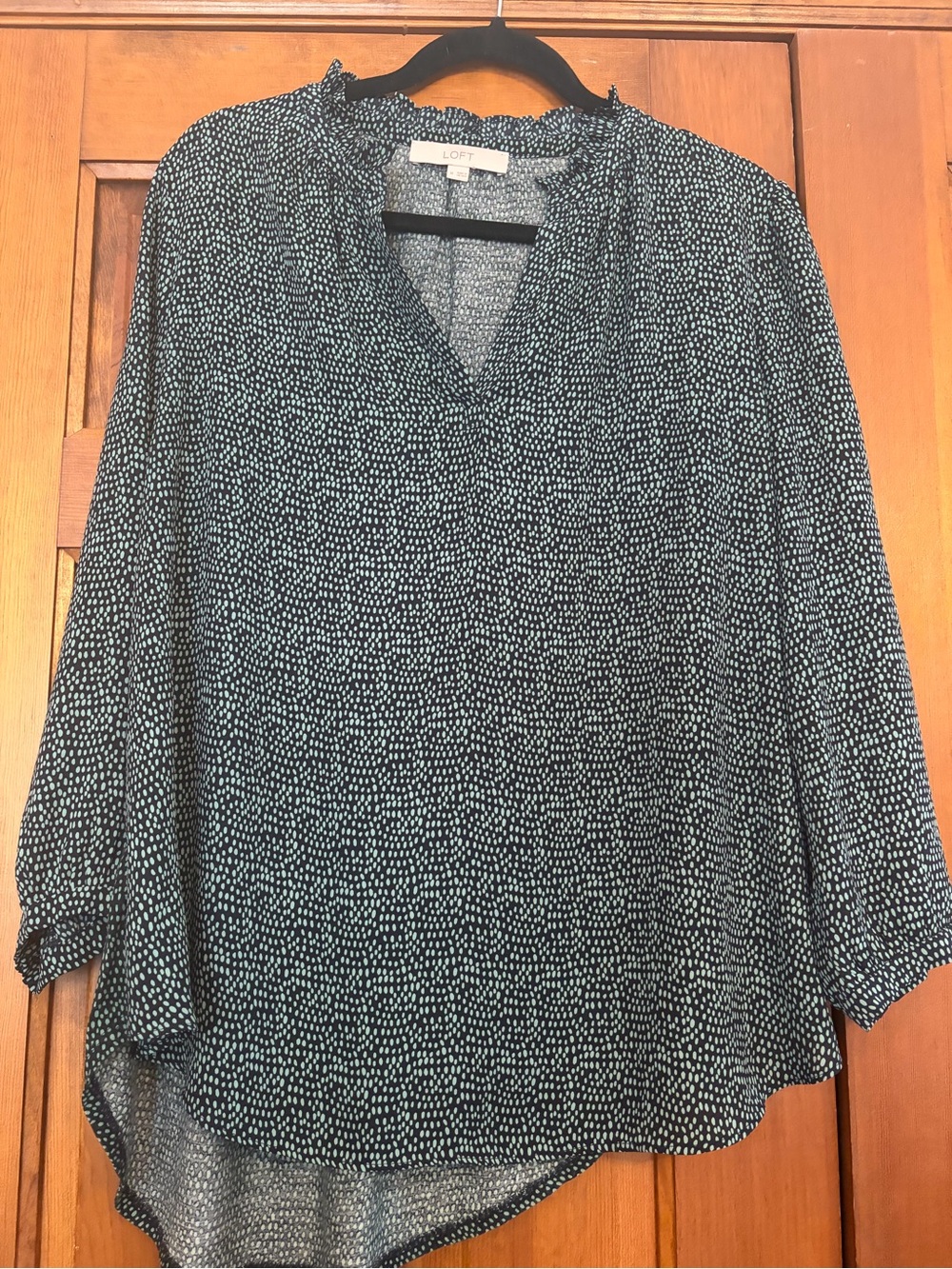 LOFT Black and White Dot Split V-Neck Tunic